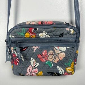 Vera Bradley Coastal Paradise Floral Crossbody Bag in Gray. 4 Pocket